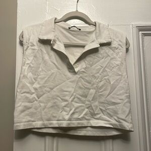 Zara crop top collared shirt tank